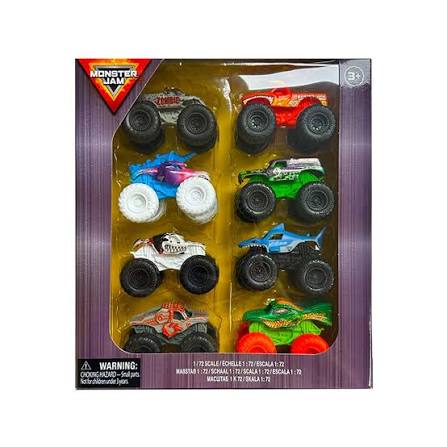 MONSTER JAM PACK 8 VEHICULOS 1:72
